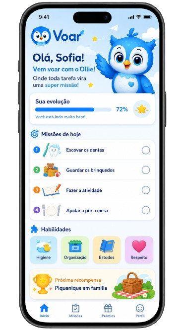 Protótipo do aplicativo Voar para crianças